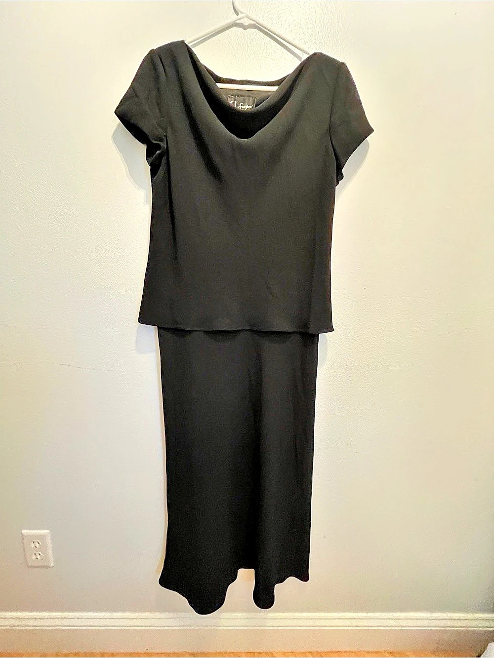 Vintage 90s Y2K SL fashions Black Maxi Dress Size 12